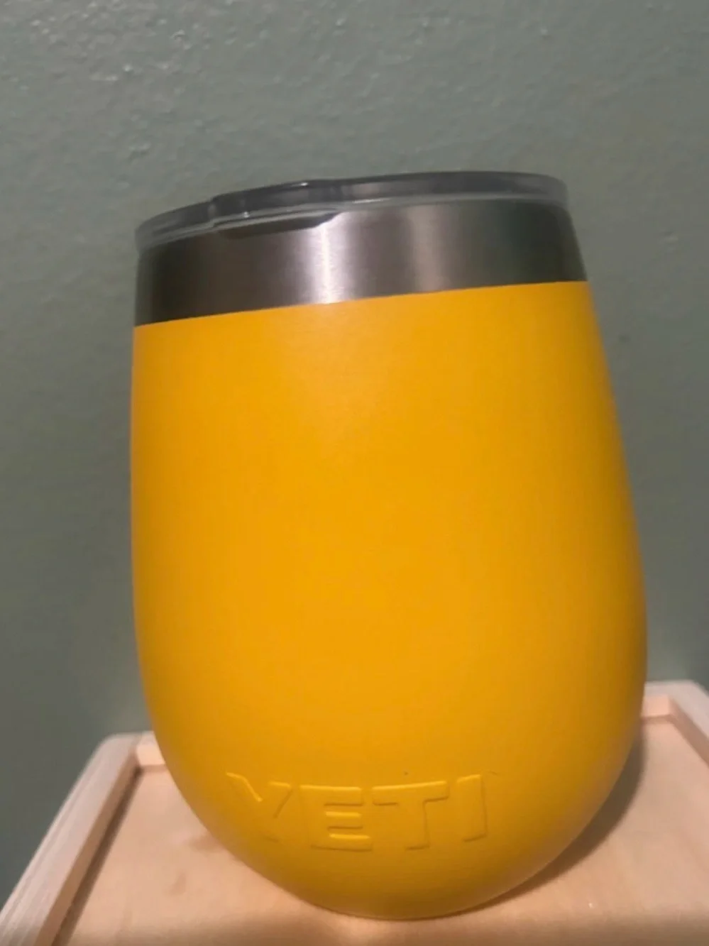 Yeti Bright Yellow Insulated Wine Tumbler with Silver Rim